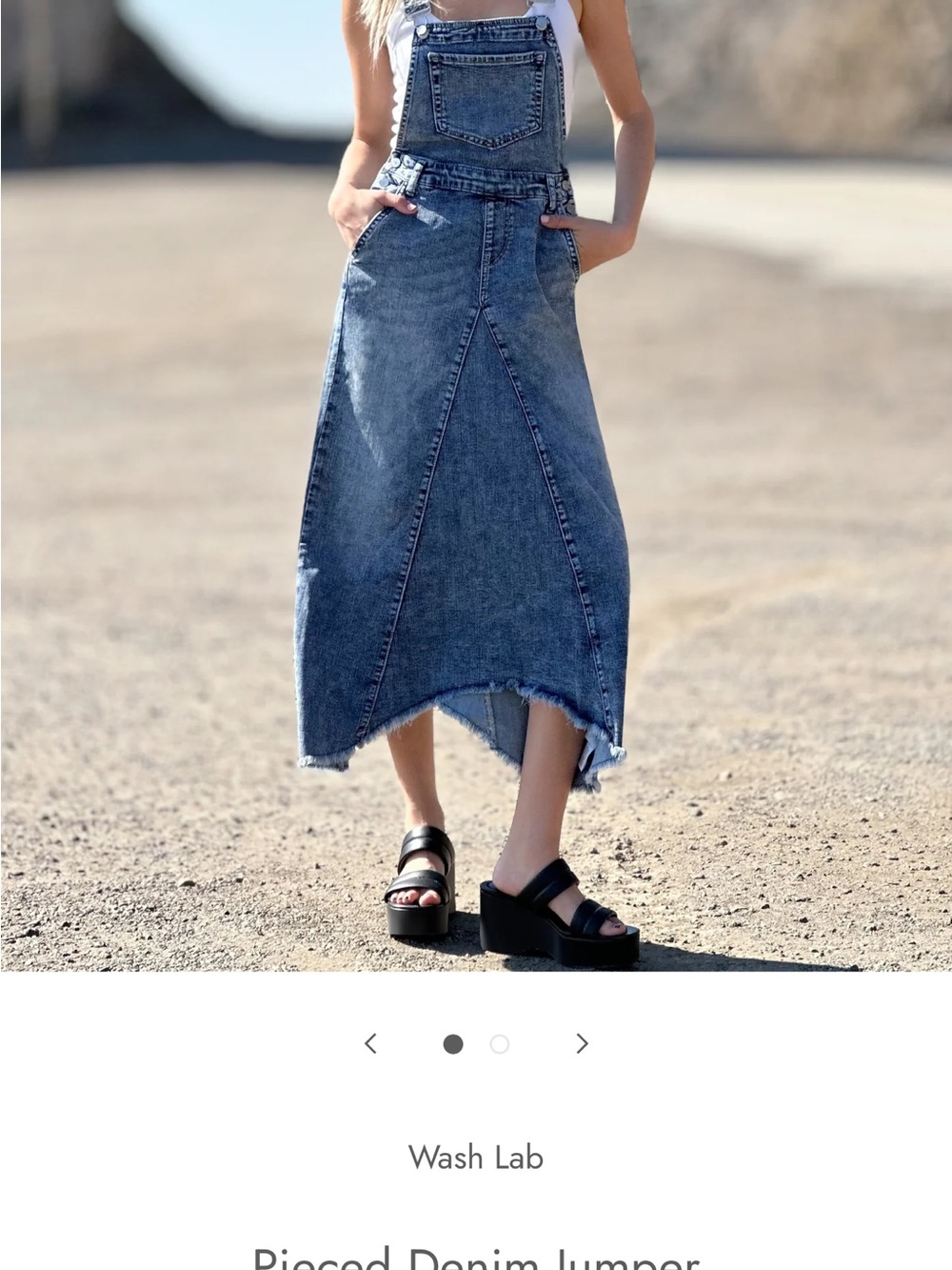 Wash Lab Blue Denim High-Low Overall Skirt $148 MSRP